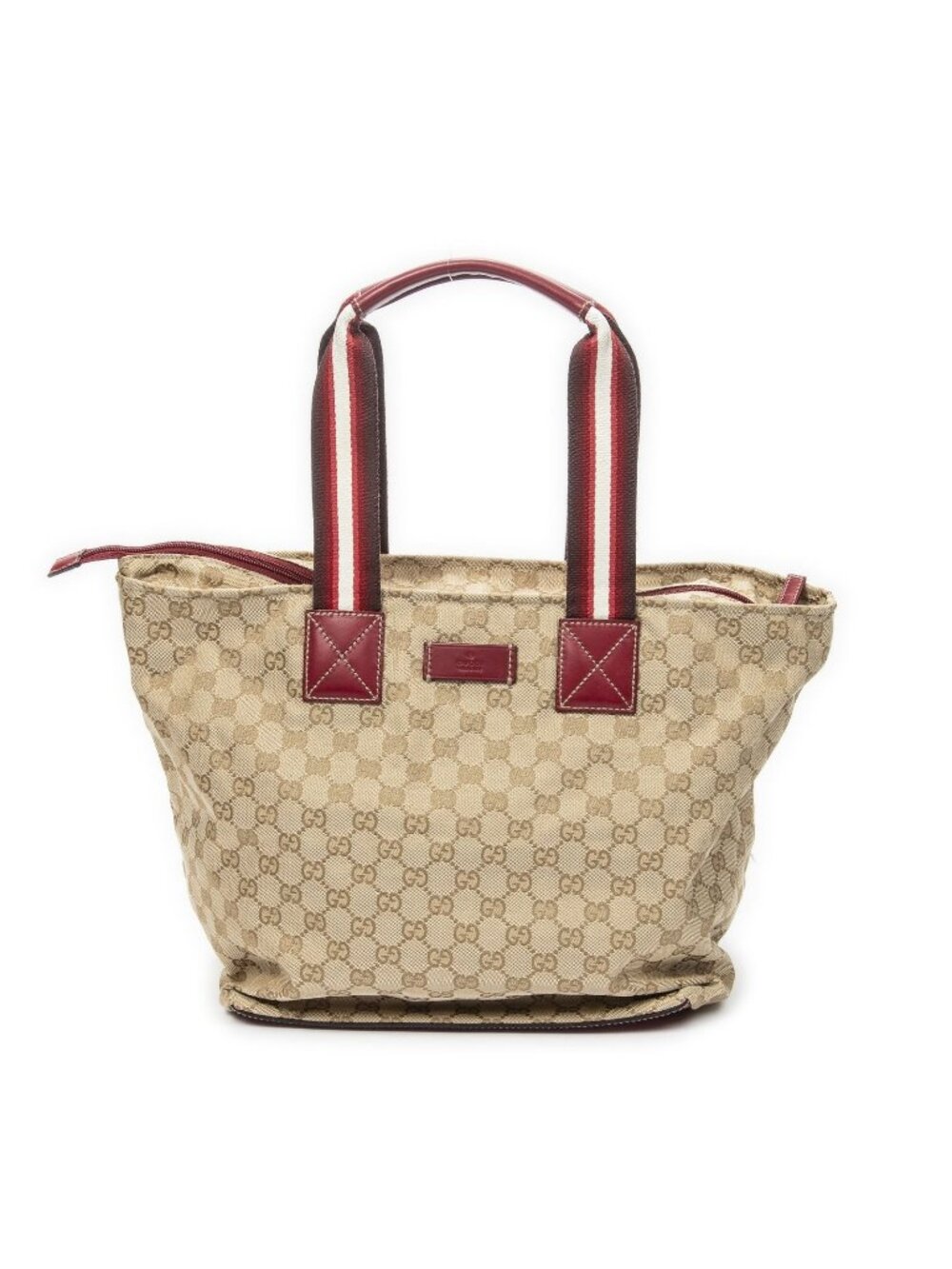 Gucci Large Web Shopping Tote Red Beige GG Canvas